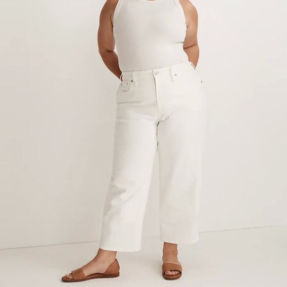 Madewell The Petite Perfect Vintage Wide-Leg Crop Jean White‎ Size 32P - Picture 1 of 7